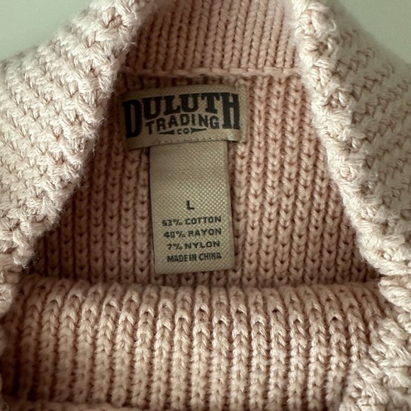 Duluth Trading Co Womens Tunic Knit Sweater Size Large Pink Mock Neck High-Low - Picture 7 of 7